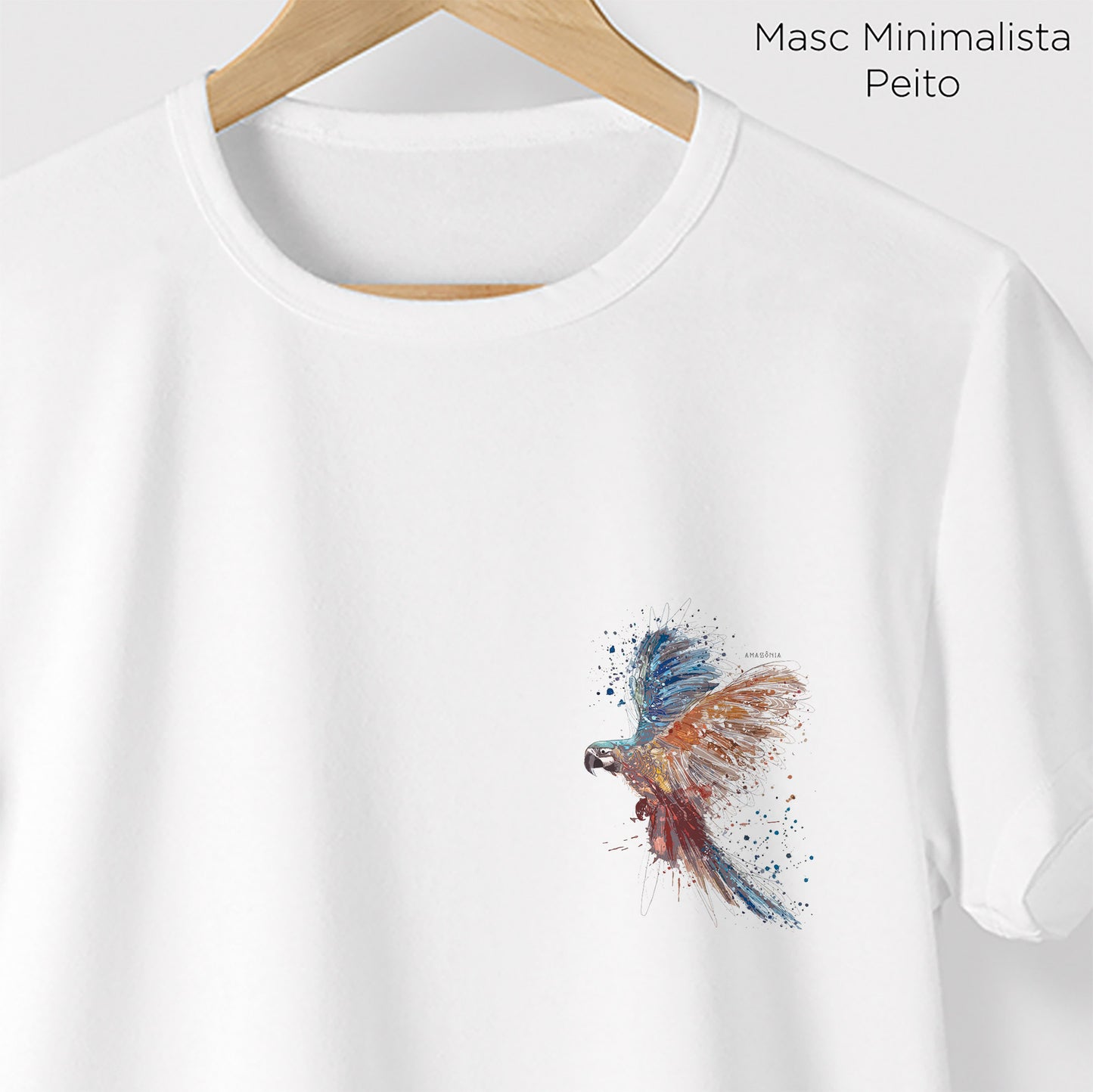 Camiseta Amazônia CORES DA ARARA - BRANCO - cód 0003