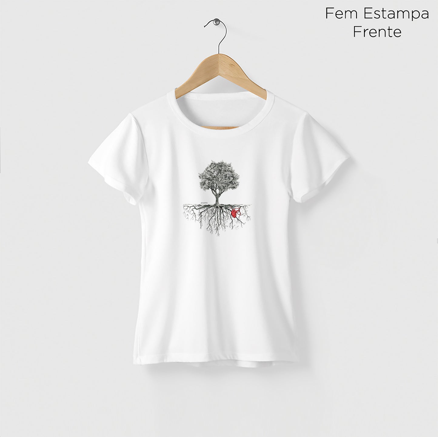Camiseta Amazônia ÁRVORE CORAÇÃO DA NATUREZA - BRANCO - cód 0036