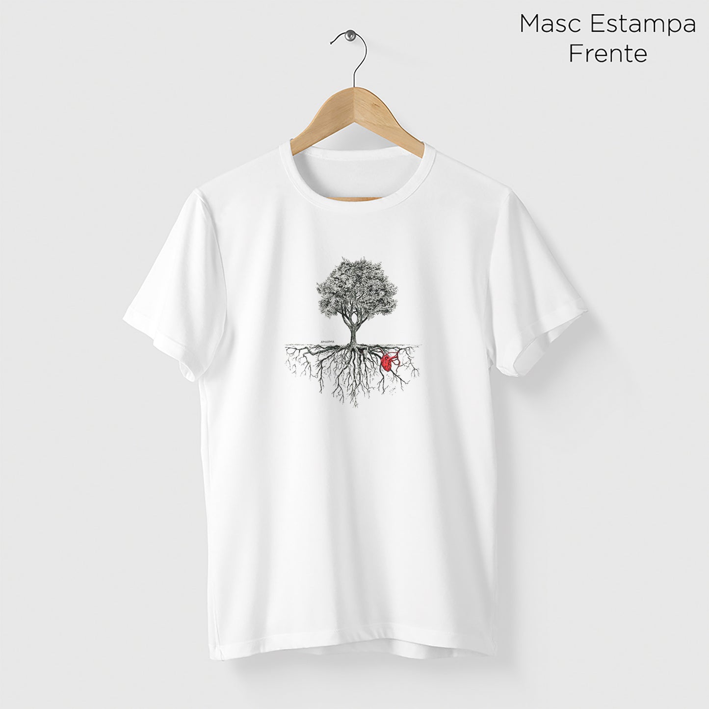 Camiseta Amazônia ÁRVORE CORAÇÃO DA NATUREZA - BRANCO - cód 0036