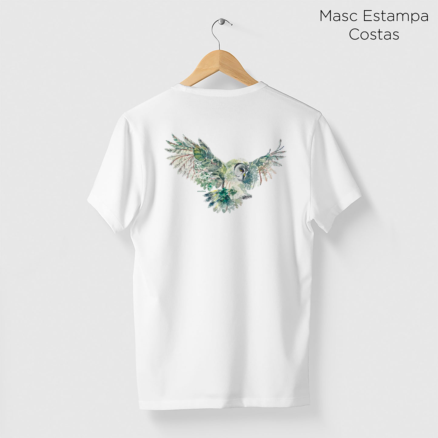 Camiseta Amazônia CORUJA FLORESTA – BRANCO - cód 0165