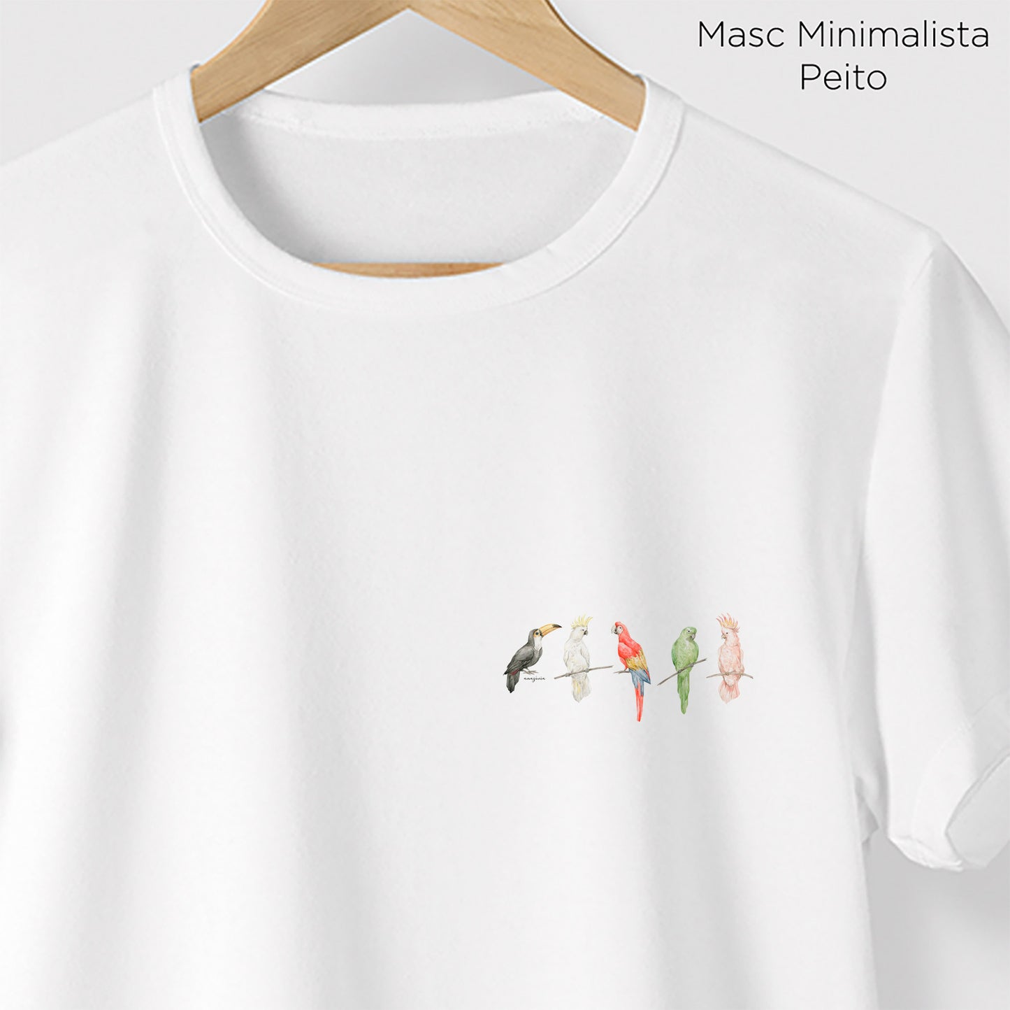 Camiseta Amazônia AVES CORES - BRANCO - cód 0168