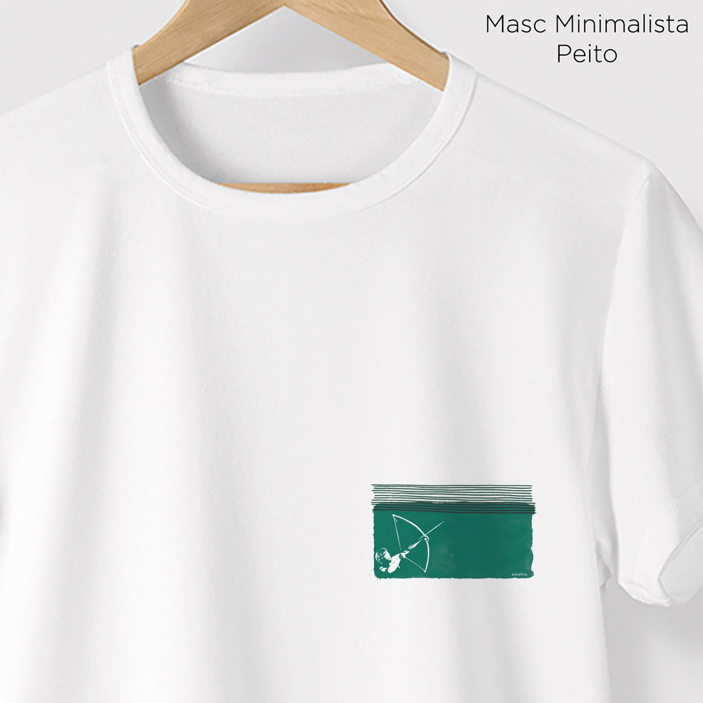 Camiseta Amazônia ÍNDIO ARCO E FLECHA - BRANCO - cód 0223
