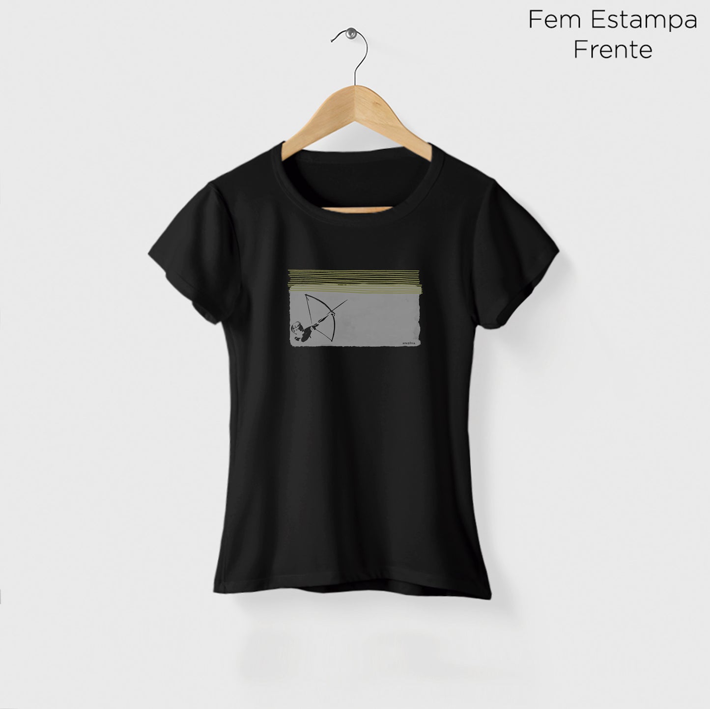 Camiseta Amazônia ÍNDIO ARCO E FLECHA - PRETO - cód 0223