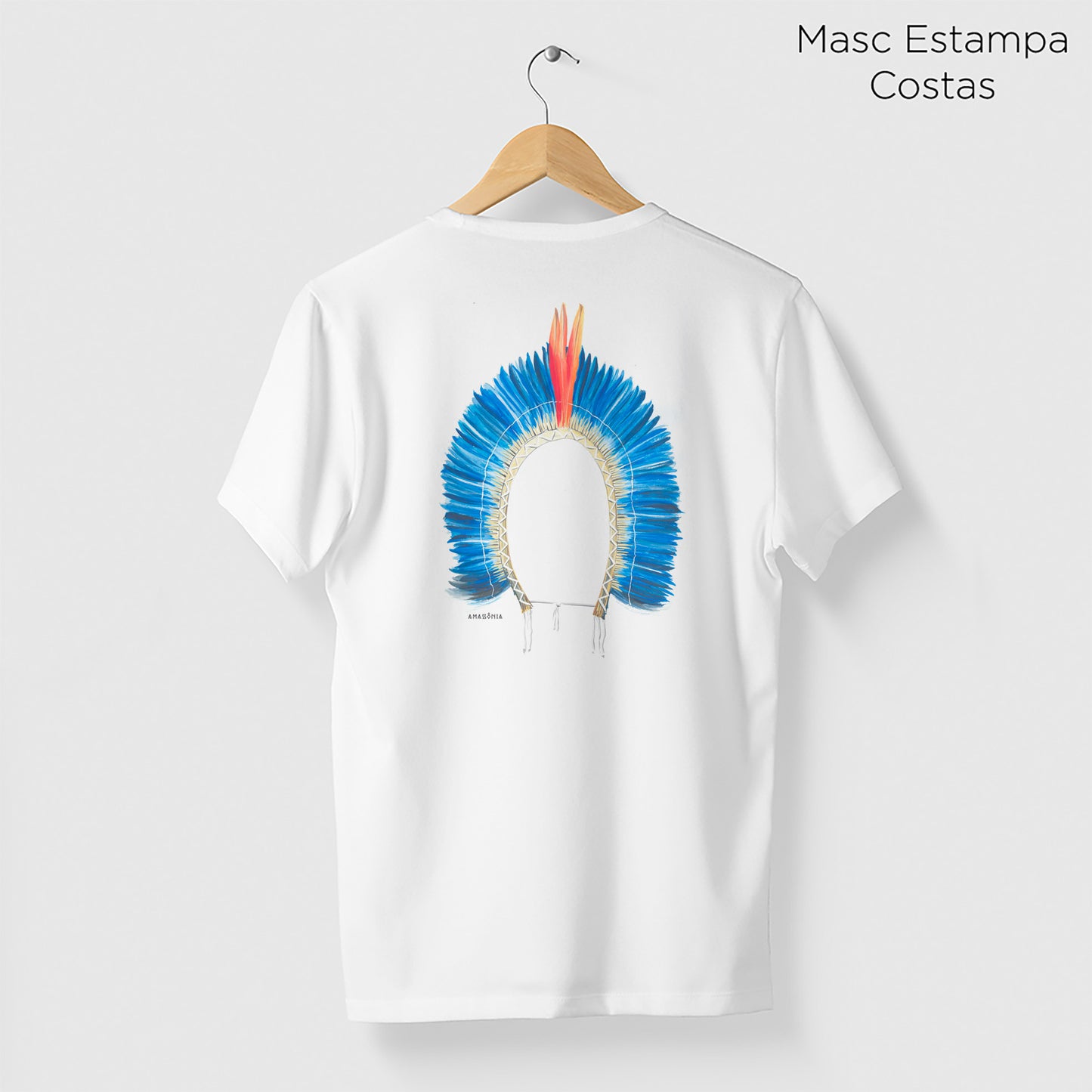 Camiseta Amazônia COCAR INDÍGENA - BRANCO - cód 0243