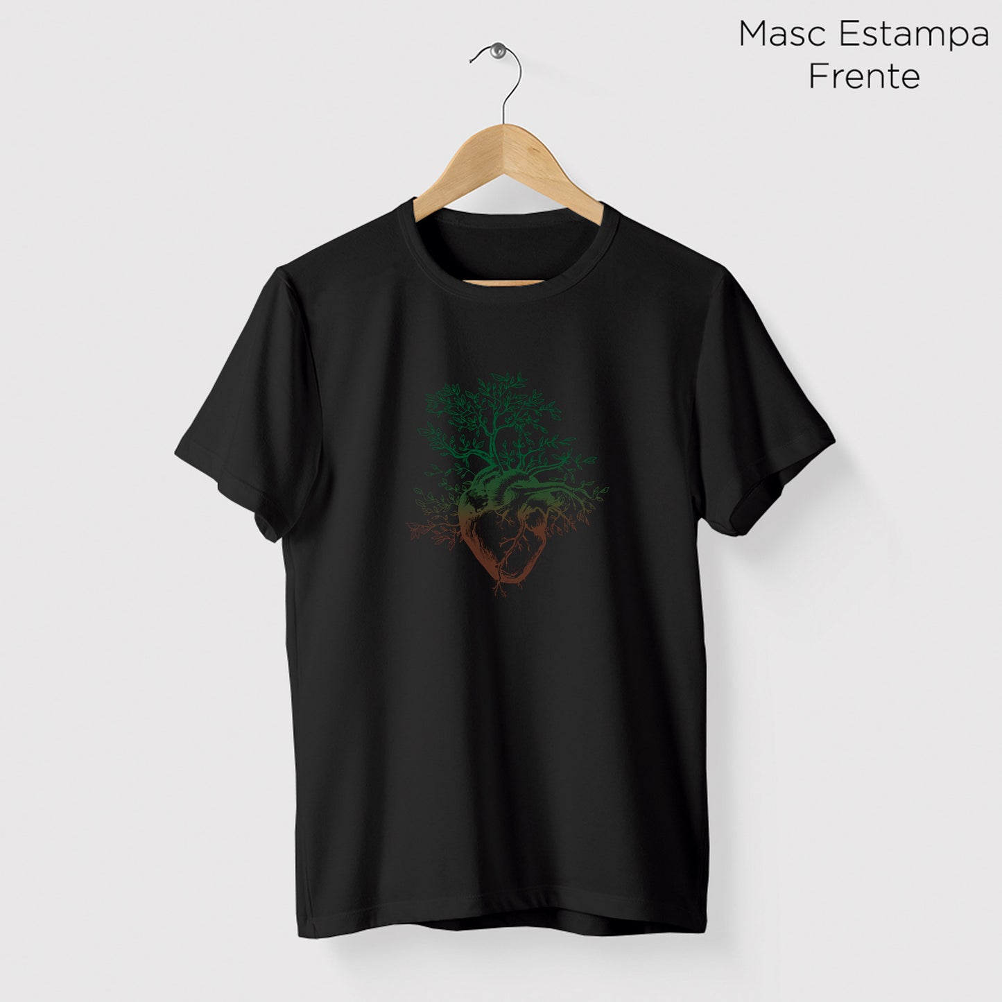 Camiseta Amazônia ÁRVORE CORAÇÃO - PRETO - cód 0371