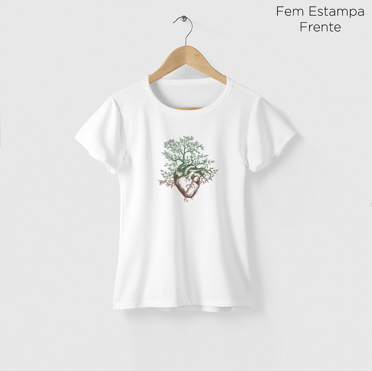 Camiseta Amazônia ÁRVORE CORAÇÃO - BRANCO - cód 0371