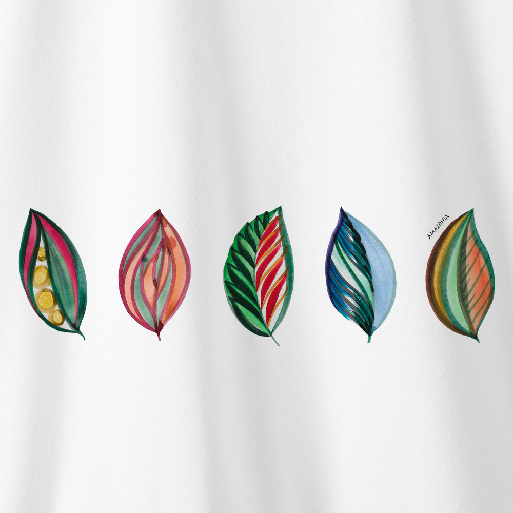 Camiseta Amazônia FOLHAS CORES - BRANCO - cód 0430