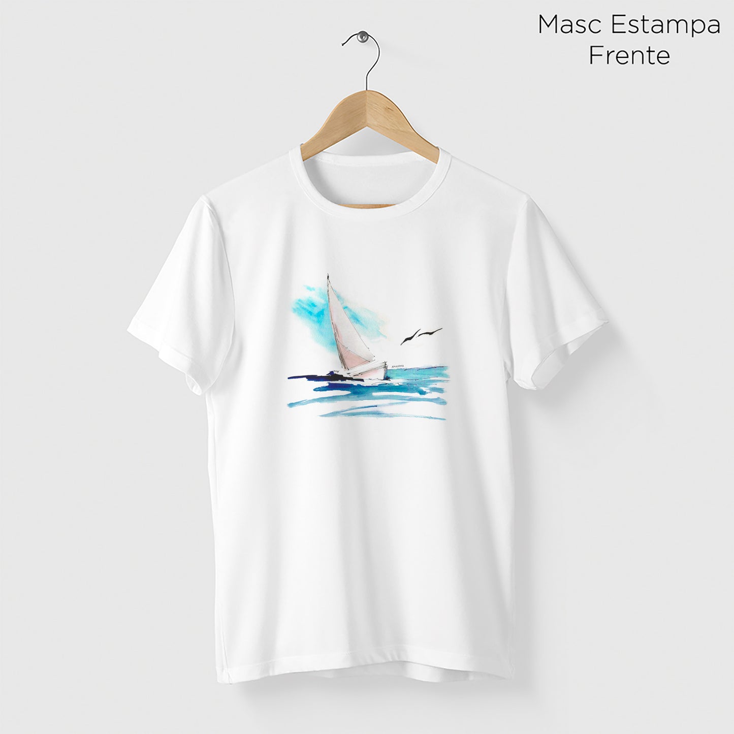 Camiseta Amazônia BARCO E MAR - BRANCO - cód 0438