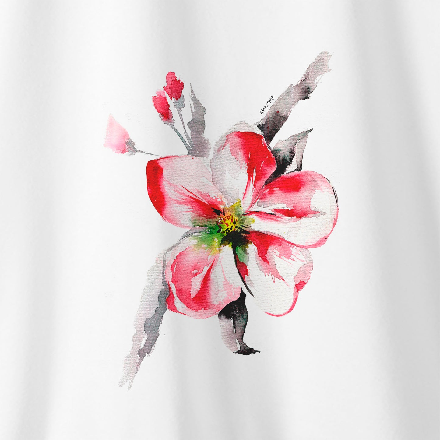 Camiseta Amazônia FLOR DE CEREJEIRA - BRANCO - cód 0445
