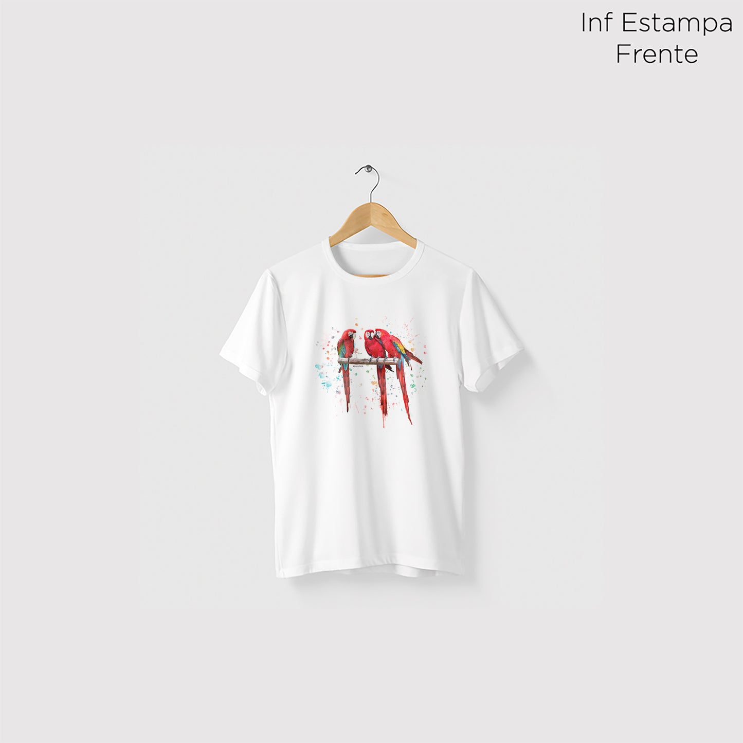 Camiseta Amazônia ARARAS AQUARELA - BRANCO - cód 0478