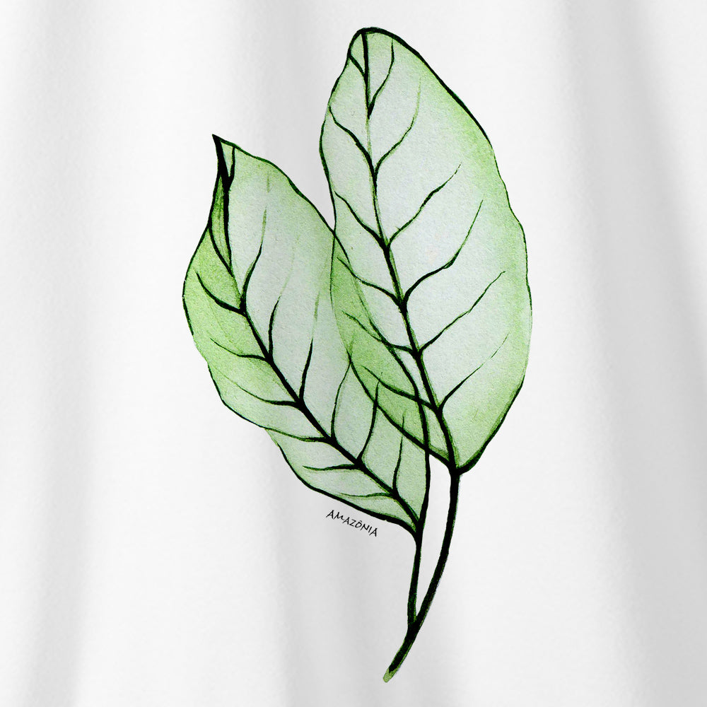 Camiseta Amazônia FOLHAS TRANSPARÊNCIA - BRANCO - cód 0493