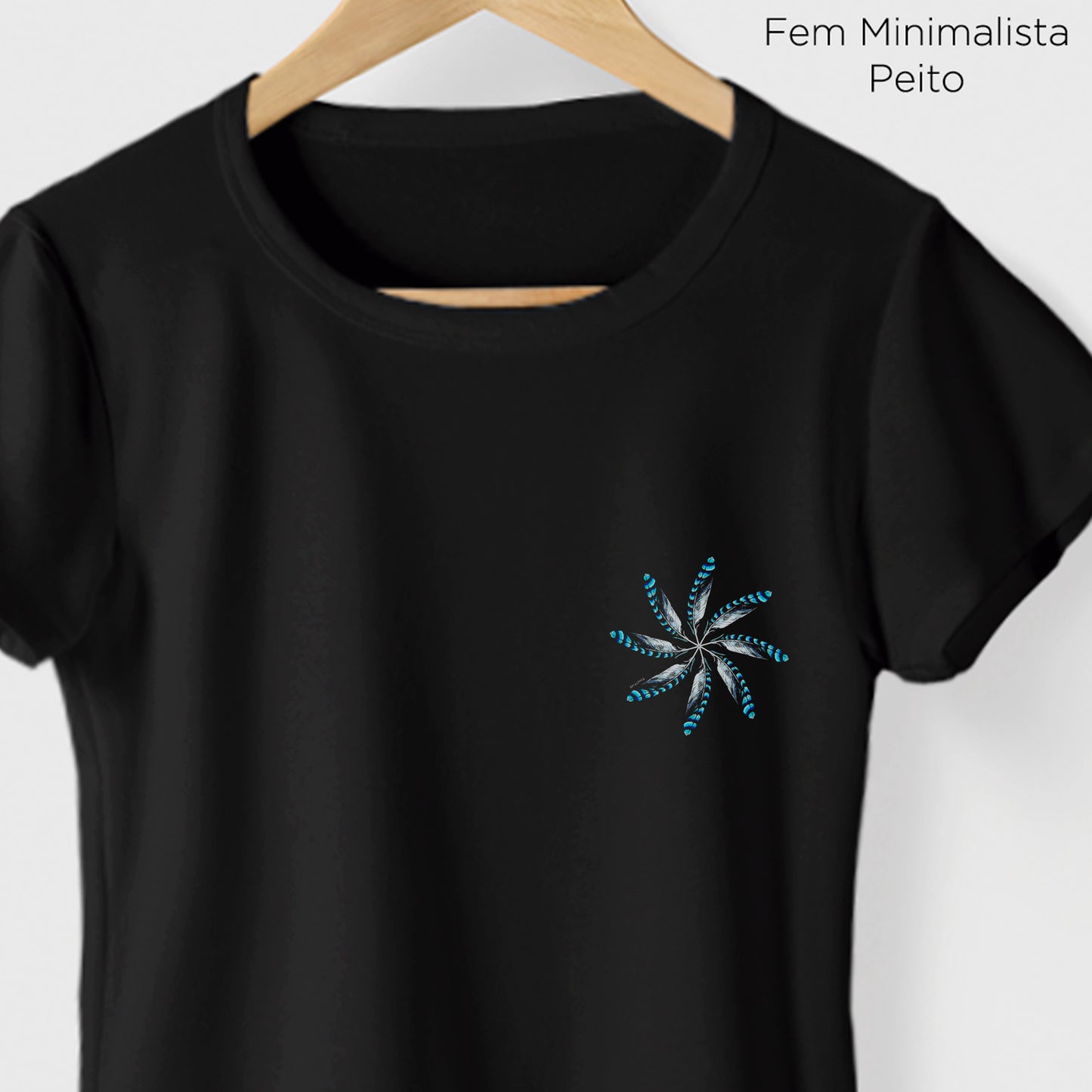 Camiseta Amazônia MANDALA 8 PENAS - PRETO - cód 0522