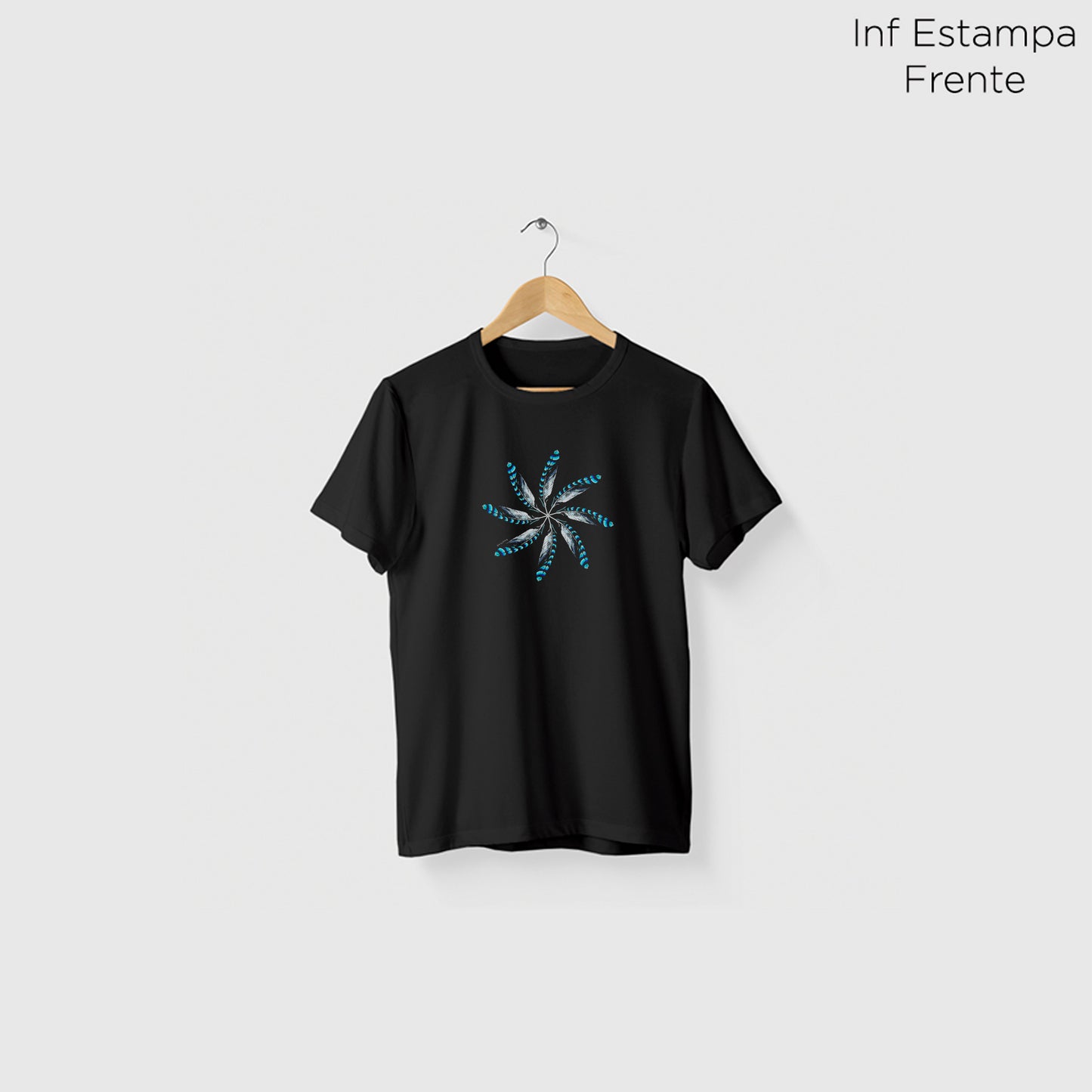 Camiseta Amazônia MANDALA 8 PENAS - PRETO - cód 0522