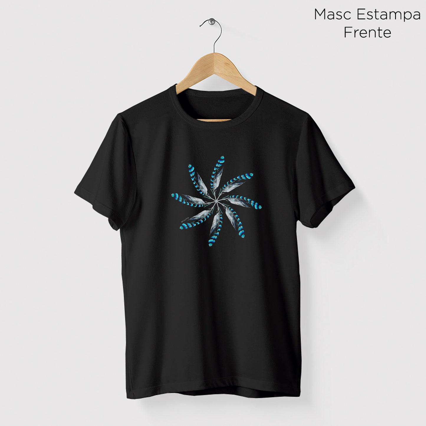 Camiseta Amazônia MANDALA 8 PENAS - PRETO - cód 0522