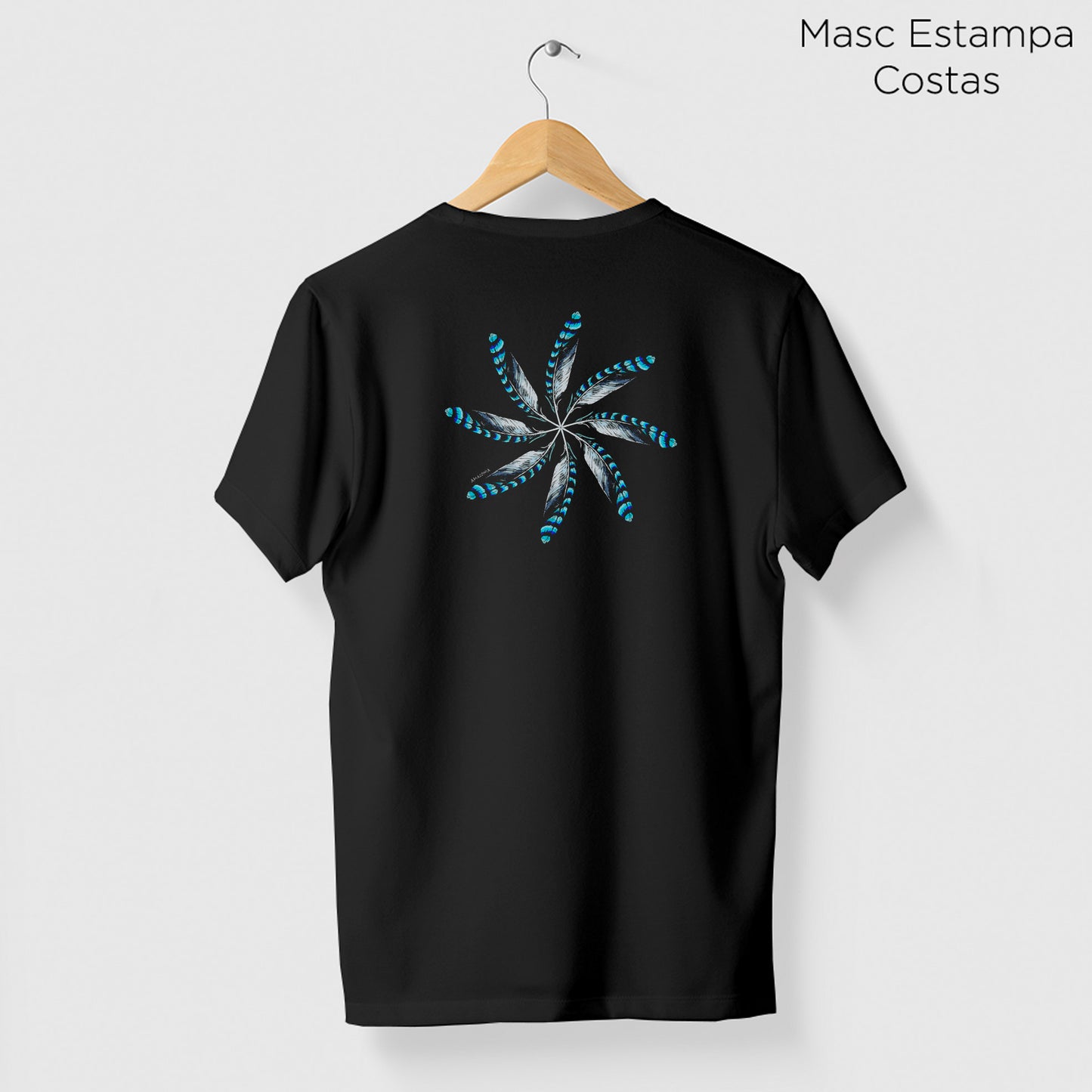 Camiseta Amazônia MANDALA 8 PENAS - PRETO - cód 0522