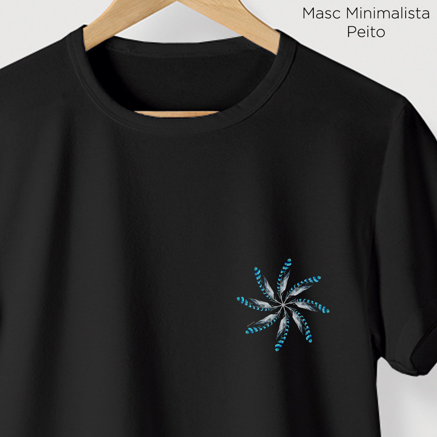 Camiseta Amazônia MANDALA 8 PENAS - PRETO - cód 0522