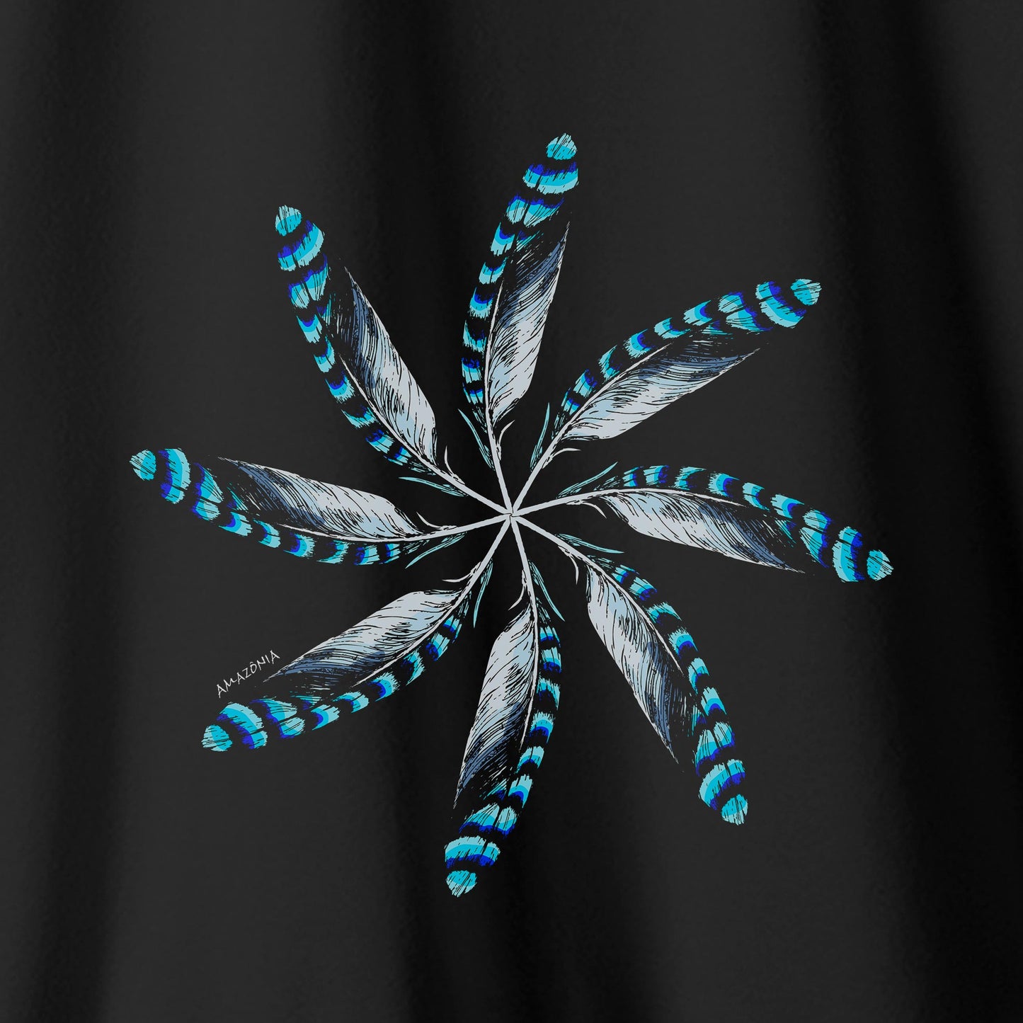 Camiseta Amazônia MANDALA 8 PENAS - PRETO - cód 0522