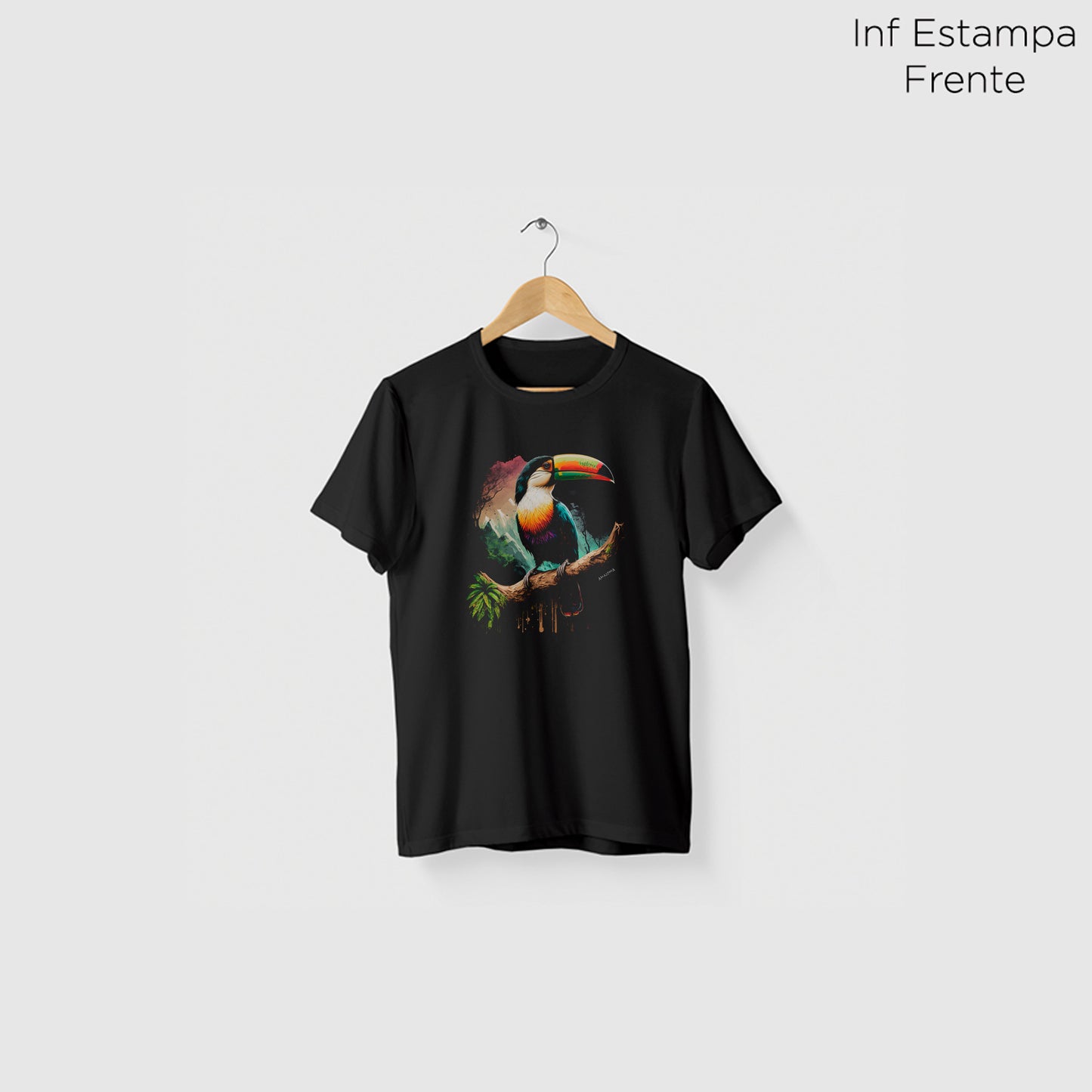 Camiseta Amazônia TUCANO PAISAGEM - PRETO - cód 0643