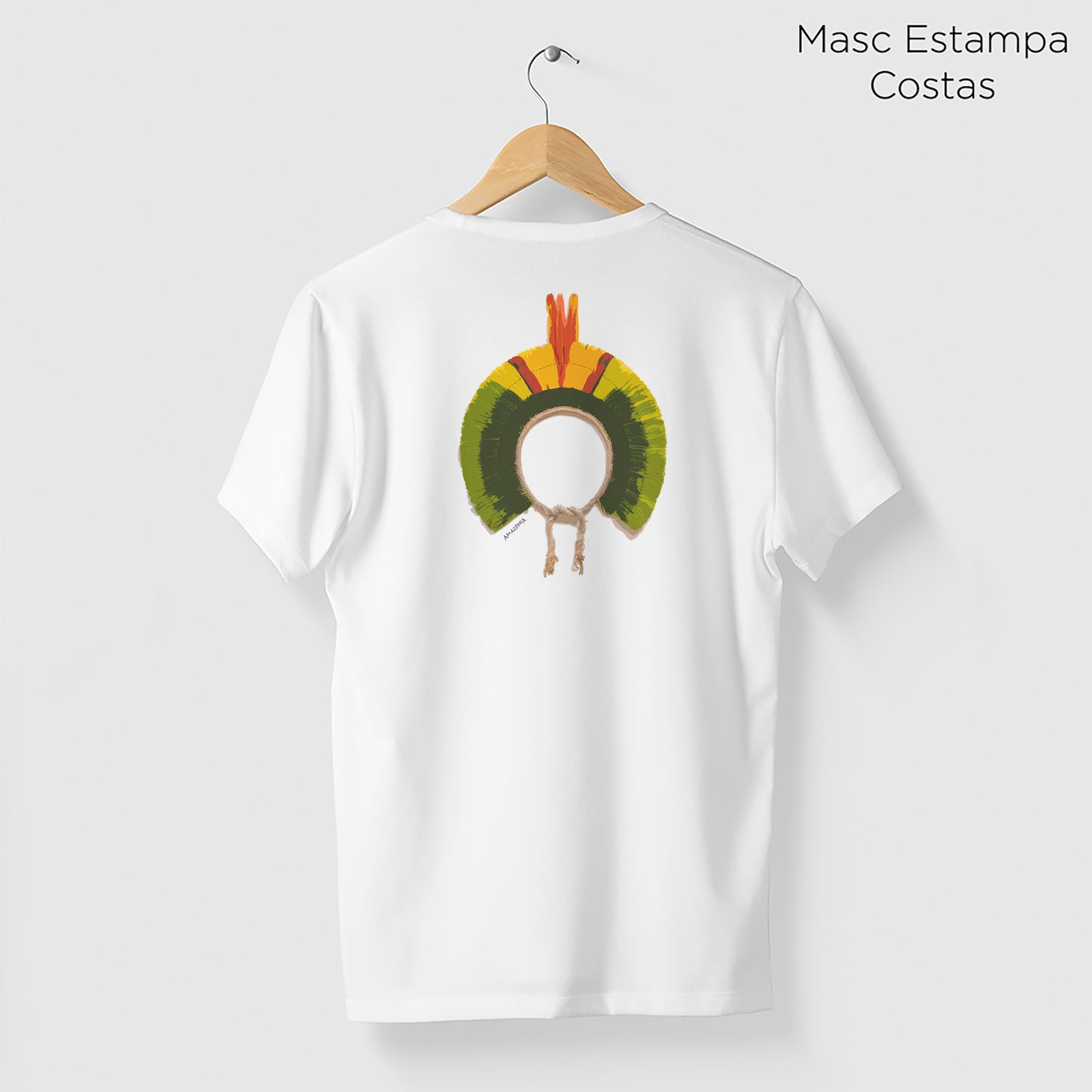 Camiseta Amazônia COCAR AQUARELA - BRANCO - cód 0659