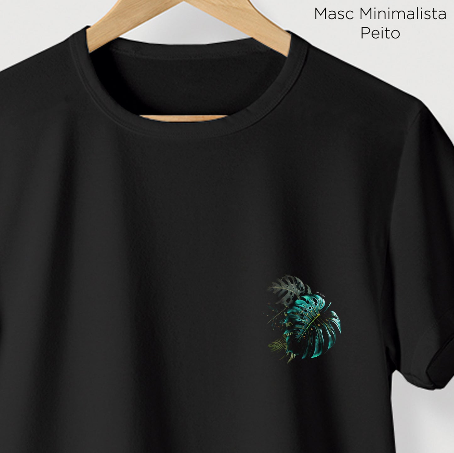 Camiseta Amazônia MONSTERA NEON - PRETO - cód 0678
