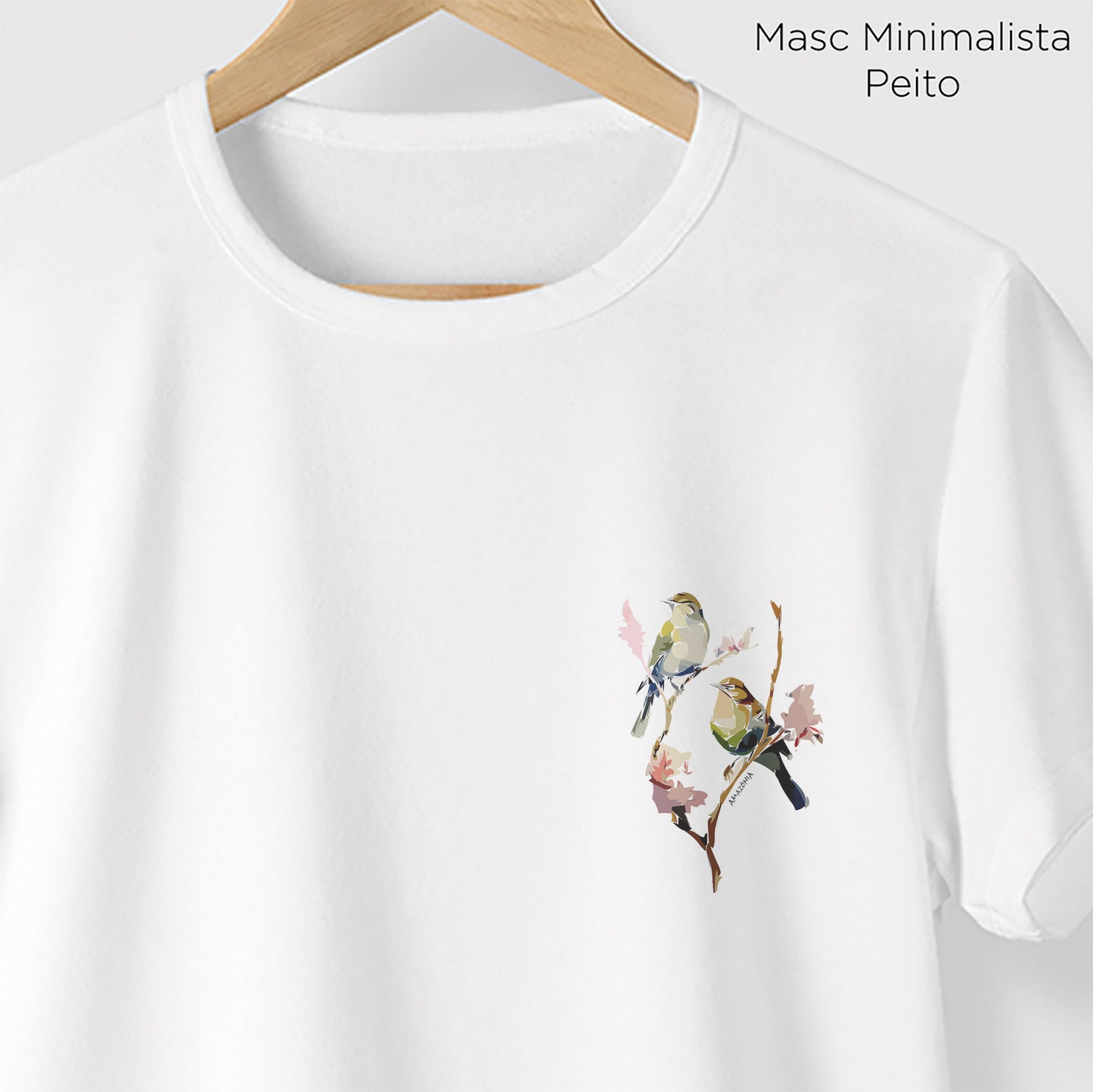 Camiseta Amazônia COLAGEM PÁSSAROS - BRANCO - cód 0692