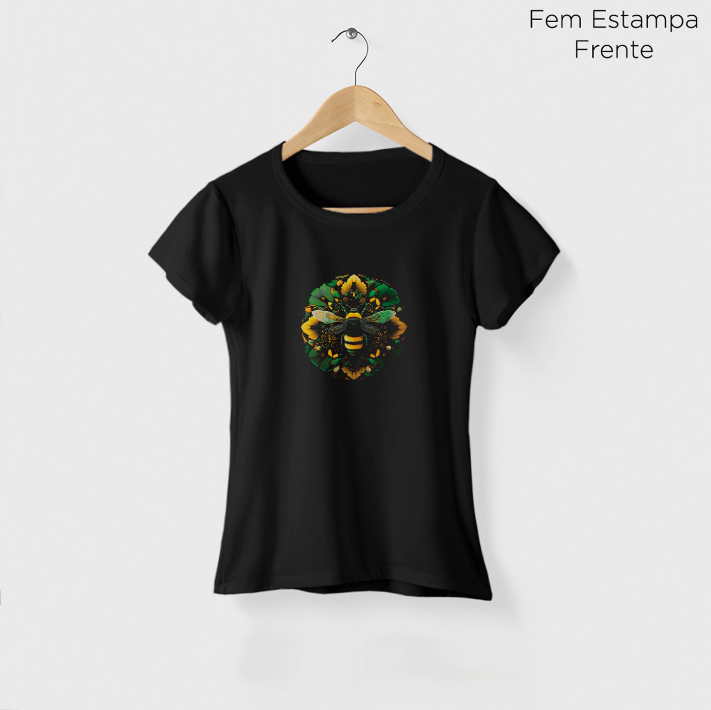 Camiseta Amazônia MANDALA ABELHA - PRETO - cód 0751