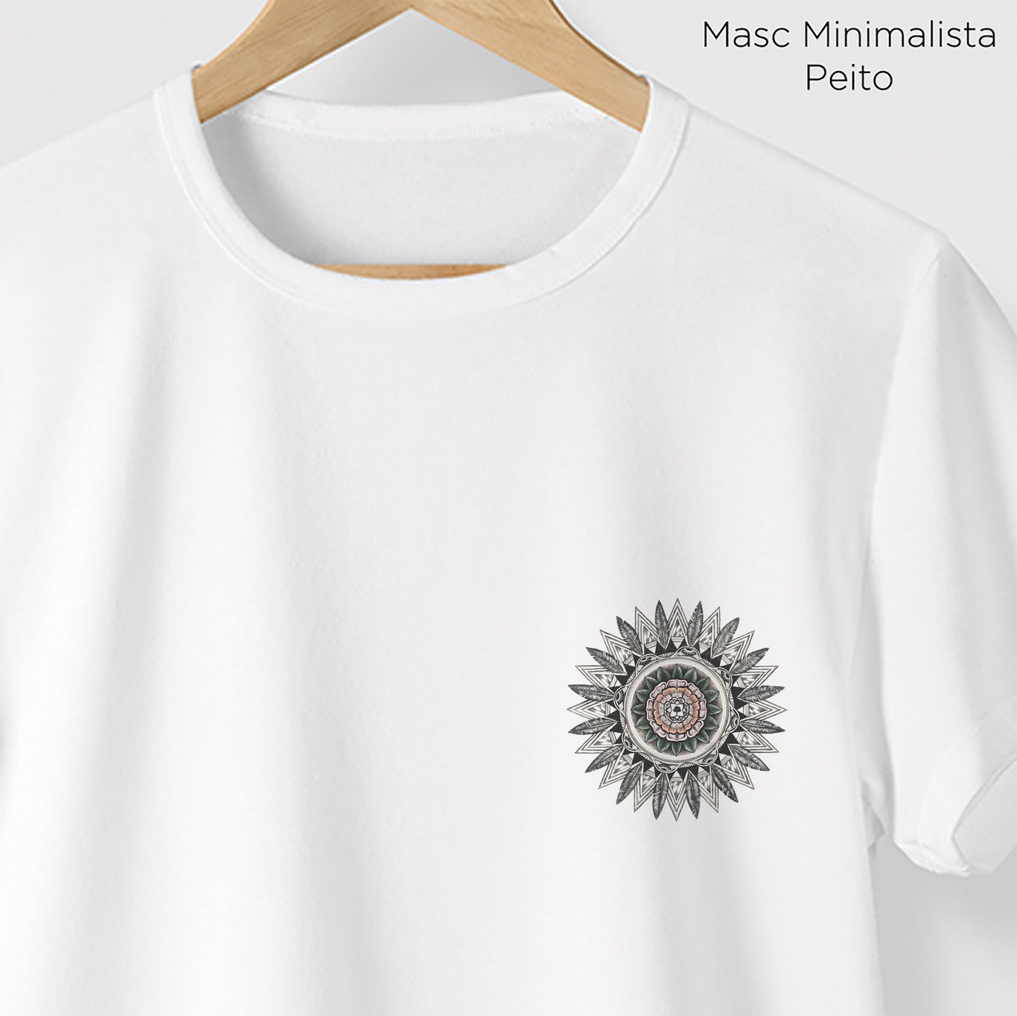 Camiseta Amazônia MANDALA PENAS - BRANCO - cód 1061