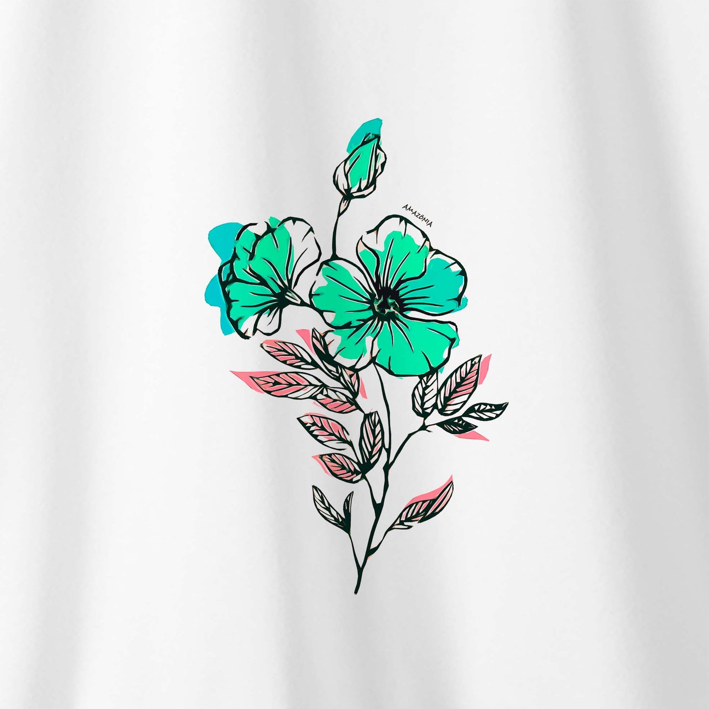 Camiseta Amazônia LINE FLOWER – BRANCO - cód 2092