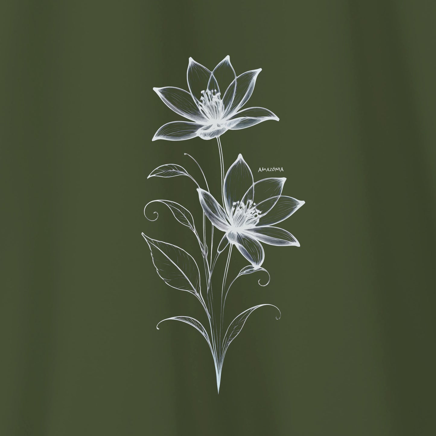 Camiseta Amazônia LINHAS FLOR - VERDE ESCURO - cód 2128