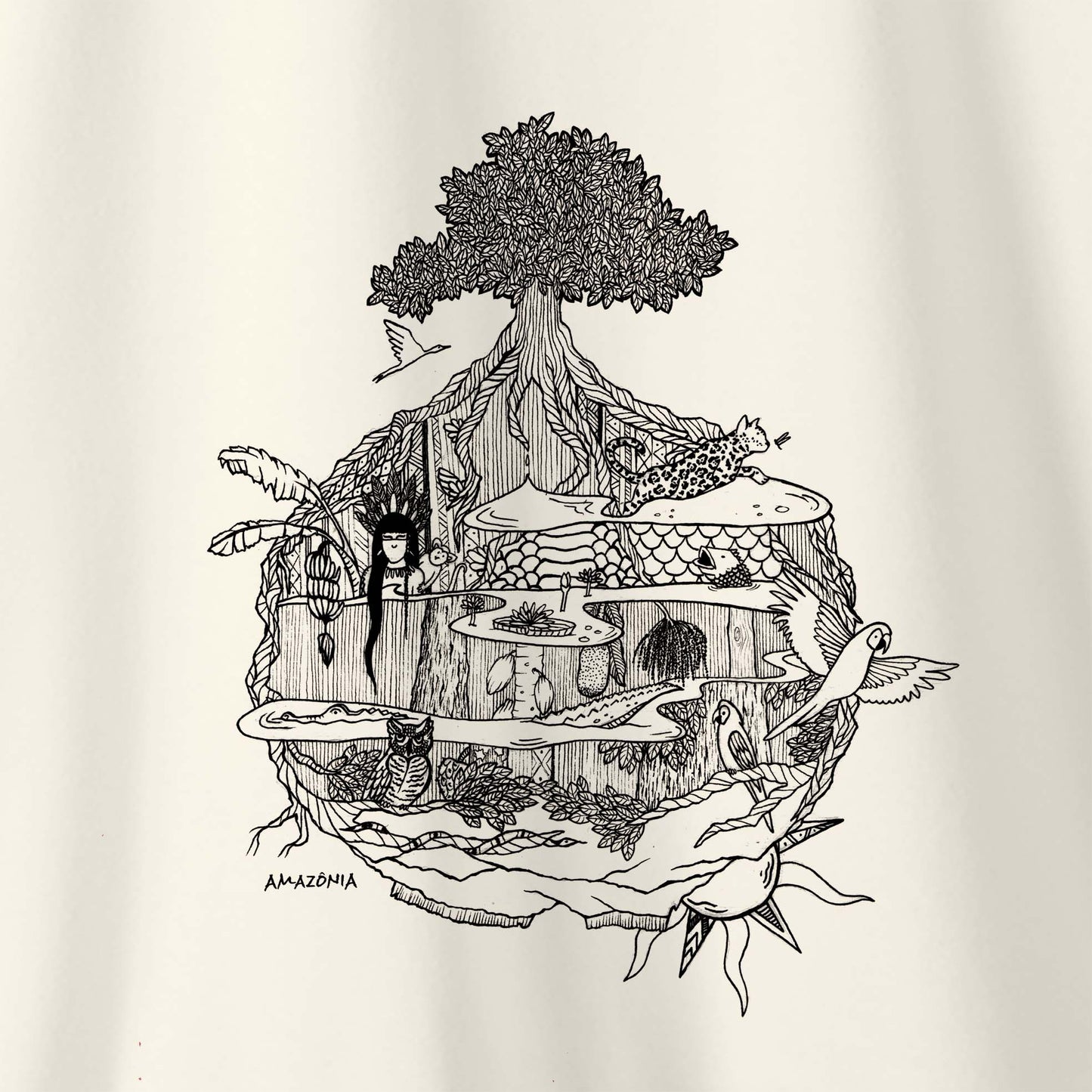 Camiseta Amazônia MINI MUNDOS - OFF WHITE - cód 2160