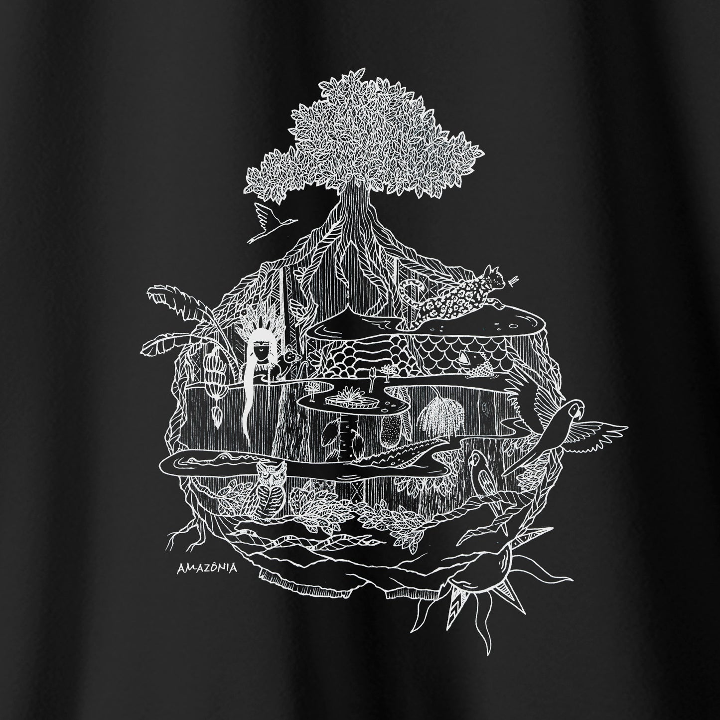 Camiseta Amazônia MINI MUNDOS - PRETO - cód 2160