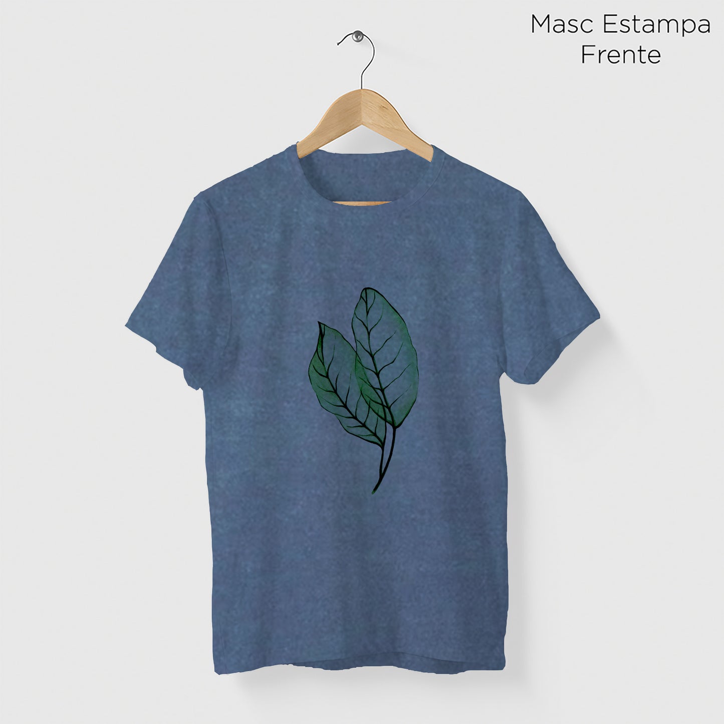 Camiseta Amazônia ISC FOLHAS TRANSPARÊNCIA - AZUL ESTONADO - cód 0493
