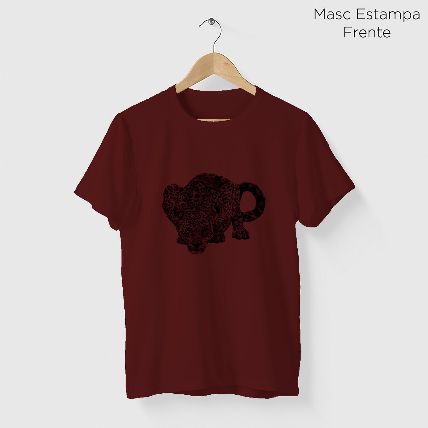 Camiseta Amazônia FOZ DO IGUAÇÚ - ONÇA PINTADA - VINHO - cód 10010