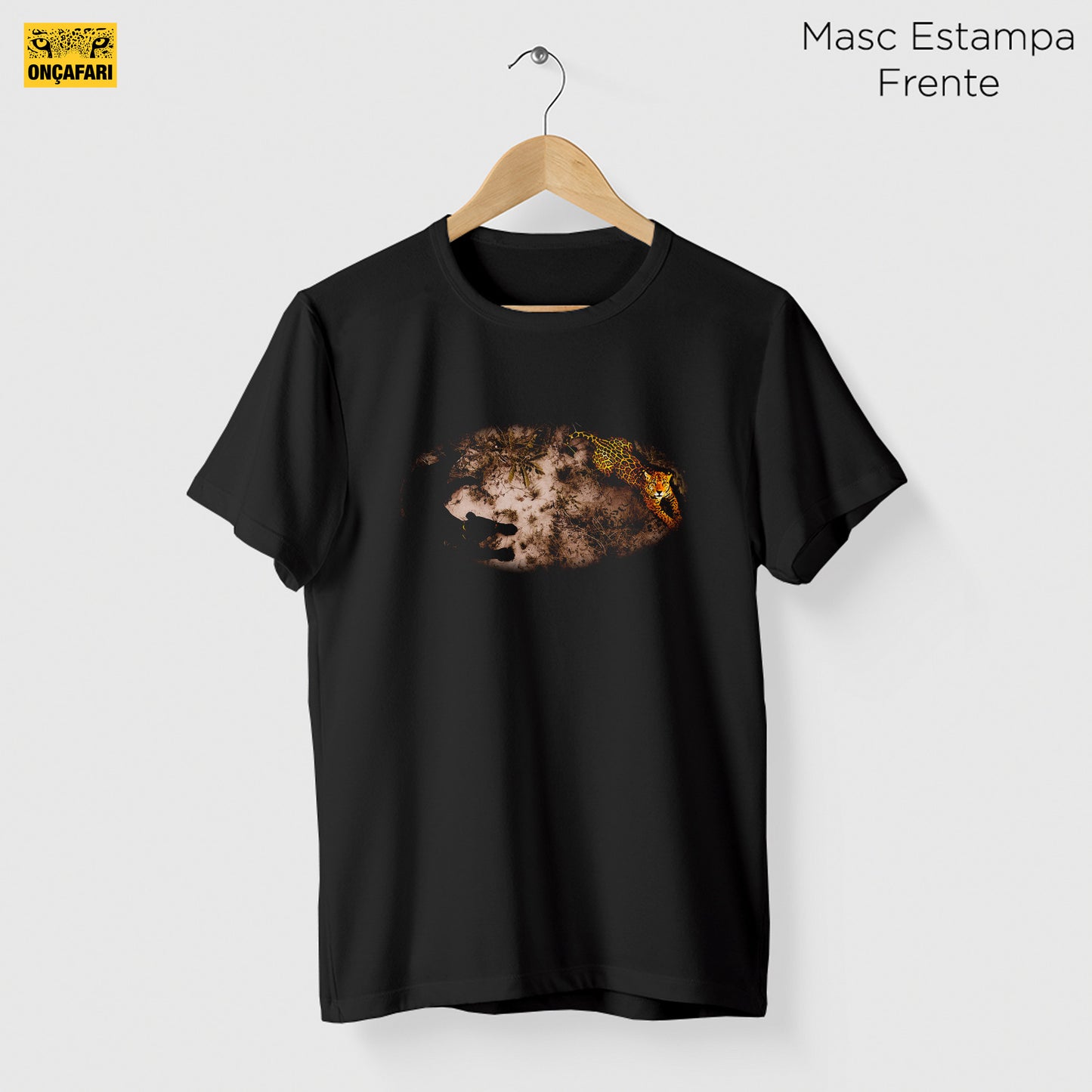 Camiseta Amazônia ONÇAFARI ONÇAS PRETA E PINTADA - PRETO - cód 2073