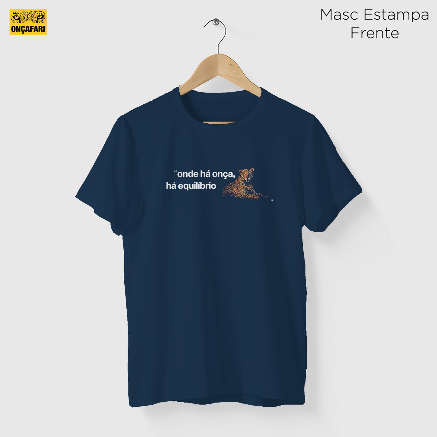 Camiseta Amazônia ONÇAFARI EQUILÍBRIO - AZUL ESCURO - cód 2076