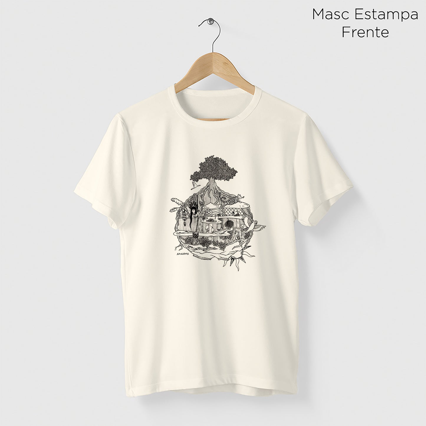 Camiseta Amazônia MINI MUNDOS - OFF WHITE - cód 2160