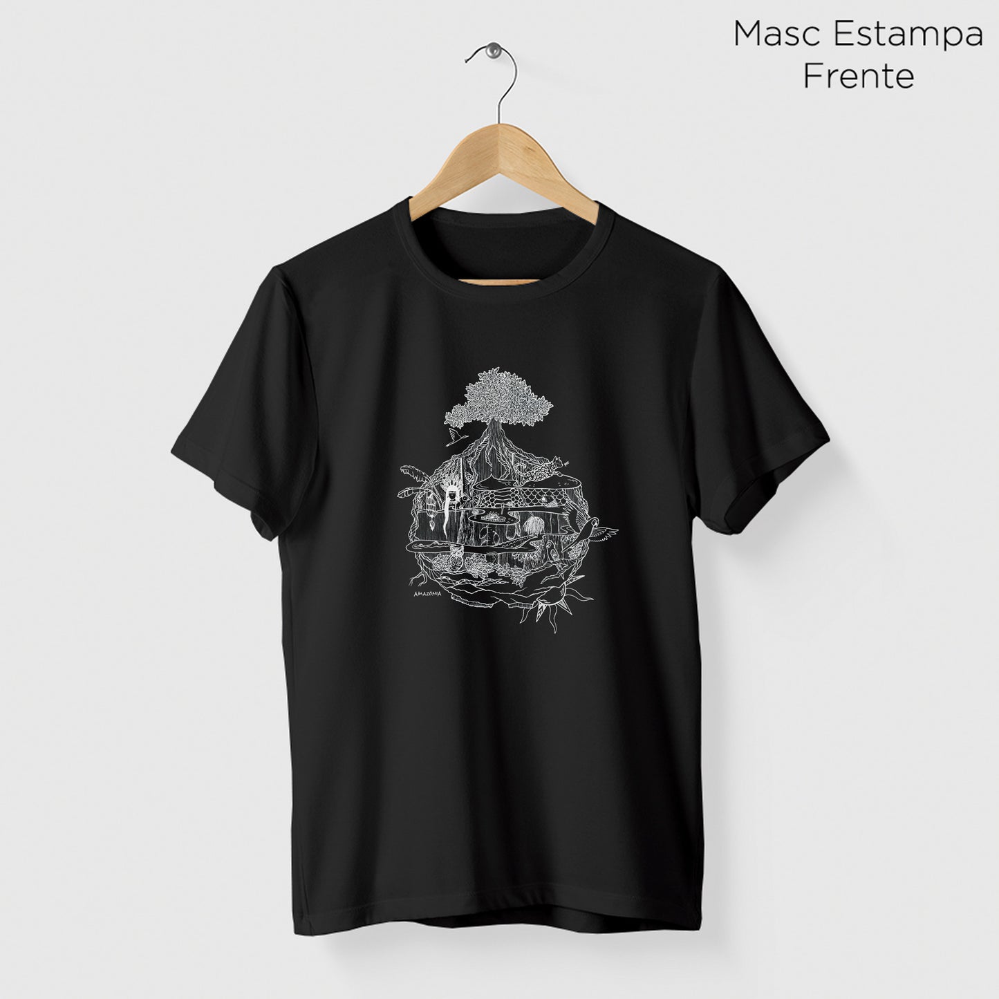 Camiseta Amazônia MINI MUNDOS - PRETO - cód 2160