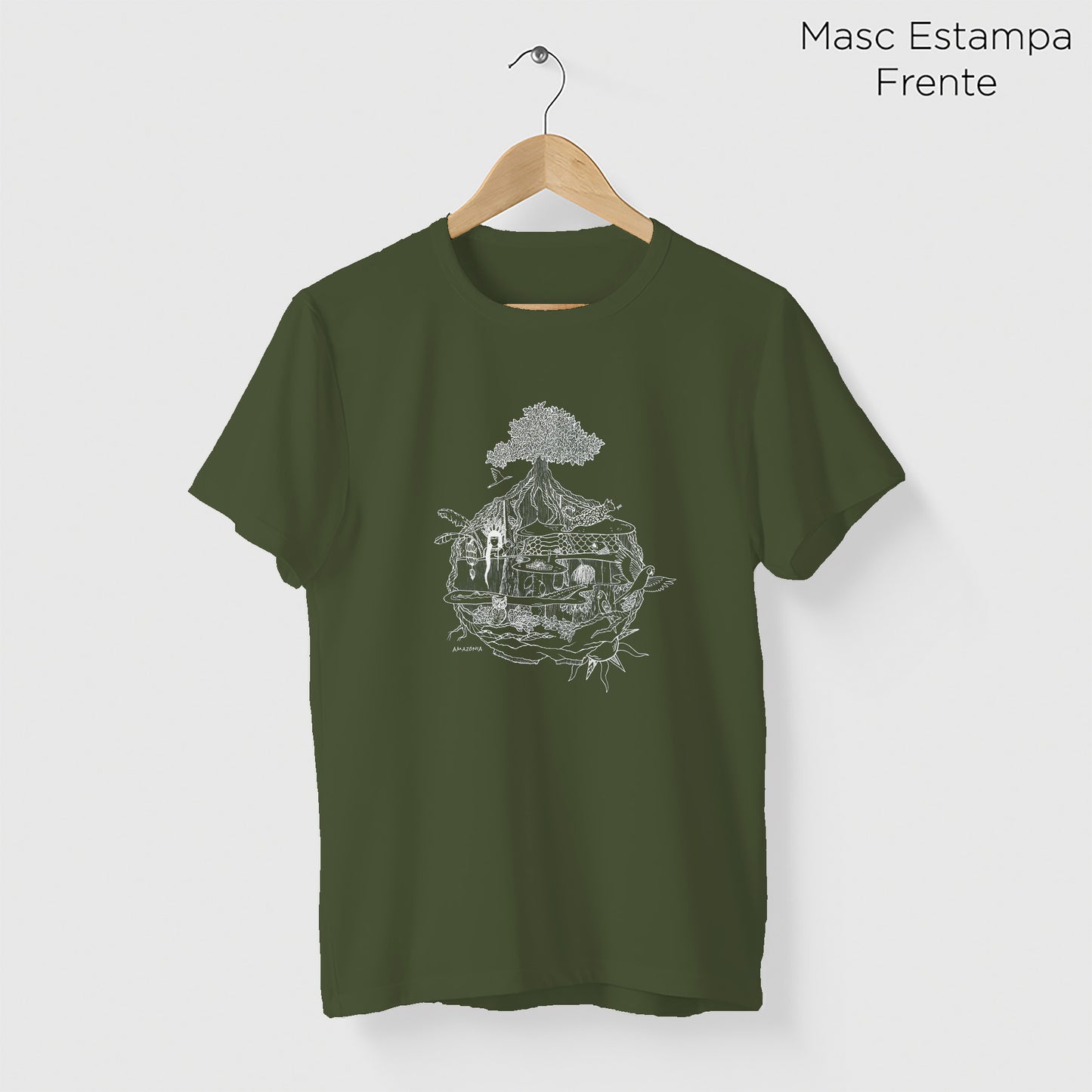 Camiseta Amazônia MINI MUNDOS - VERDE ESCURO - cód 2160