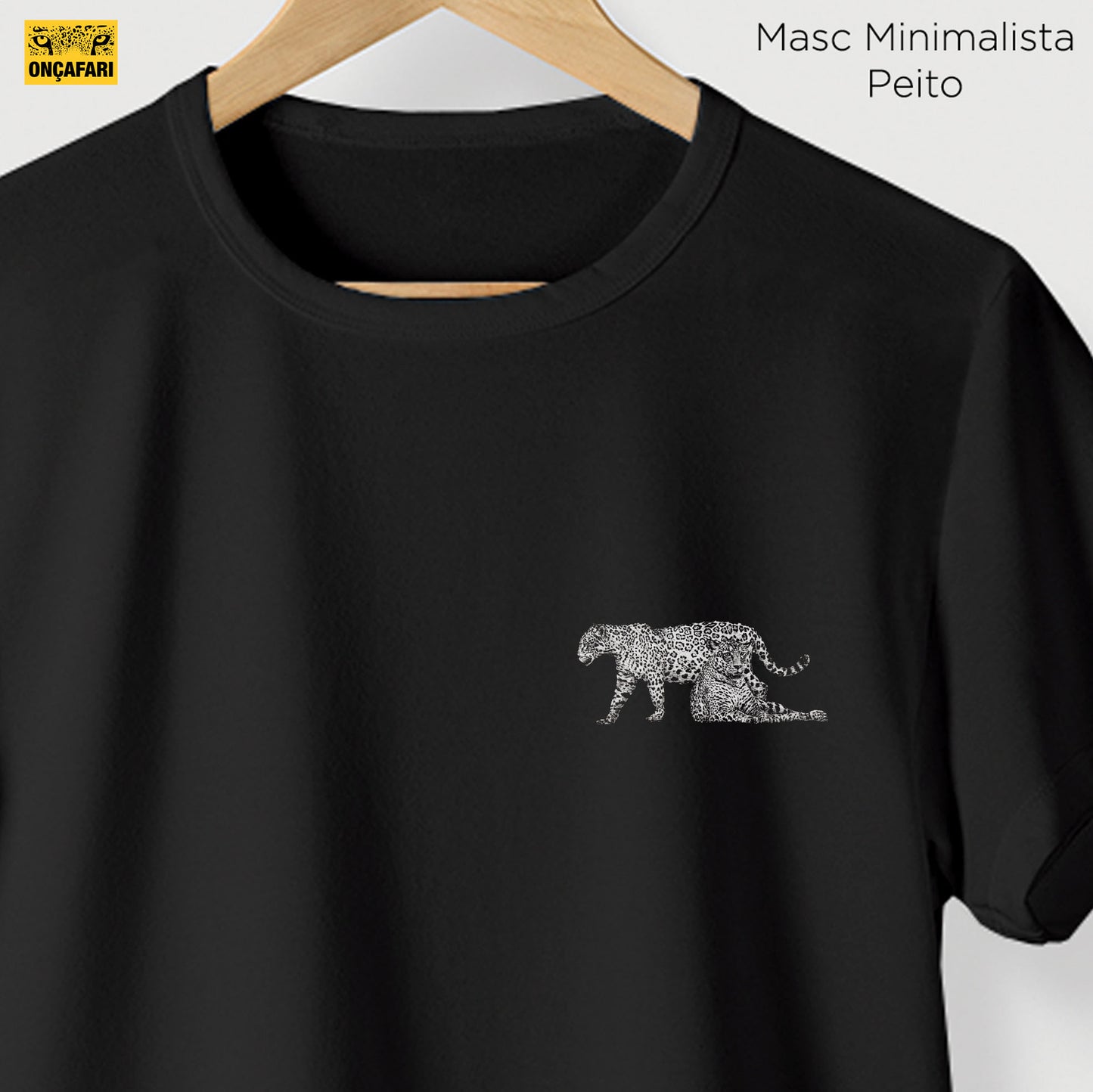 Camiseta Amazônia ONÇAFARI DUAS ONÇAS - PRETO - cód 2060