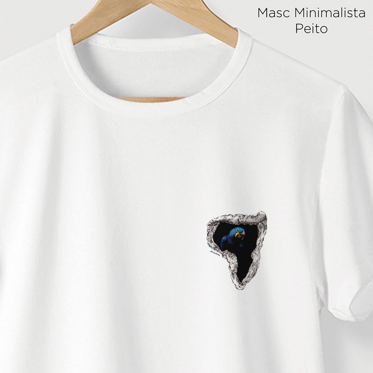 Camiseta Amazônia ONÇAFARI ARARA ÁRVORE - BRANCO - cód 2070