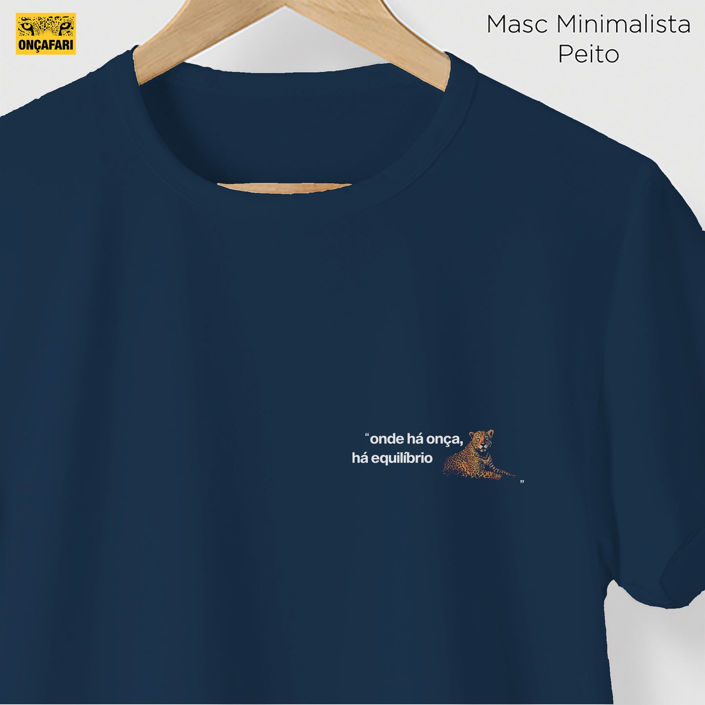Camiseta Amazônia ONÇAFARI EQUILÍBRIO - AZUL ESCURO - cód 2076
