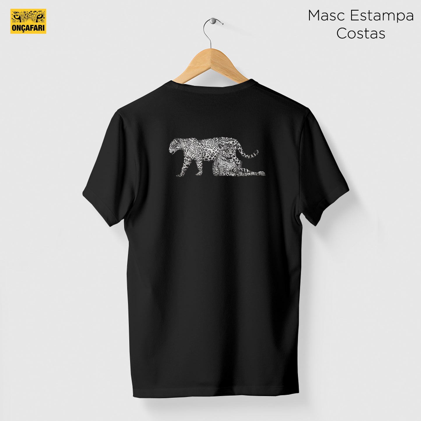 Camiseta Amazônia ONÇAFARI DUAS ONÇAS - PRETO - cód 2060