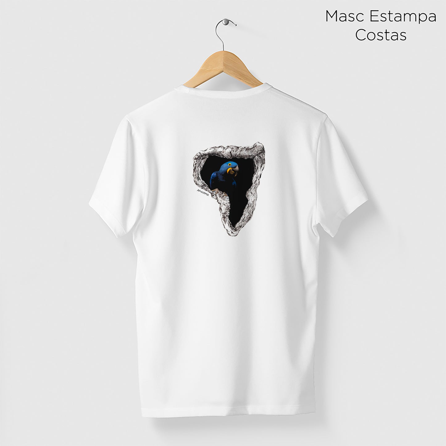 Camiseta Amazônia ONÇAFARI ARARA ÁRVORE - BRANCO - cód 2070