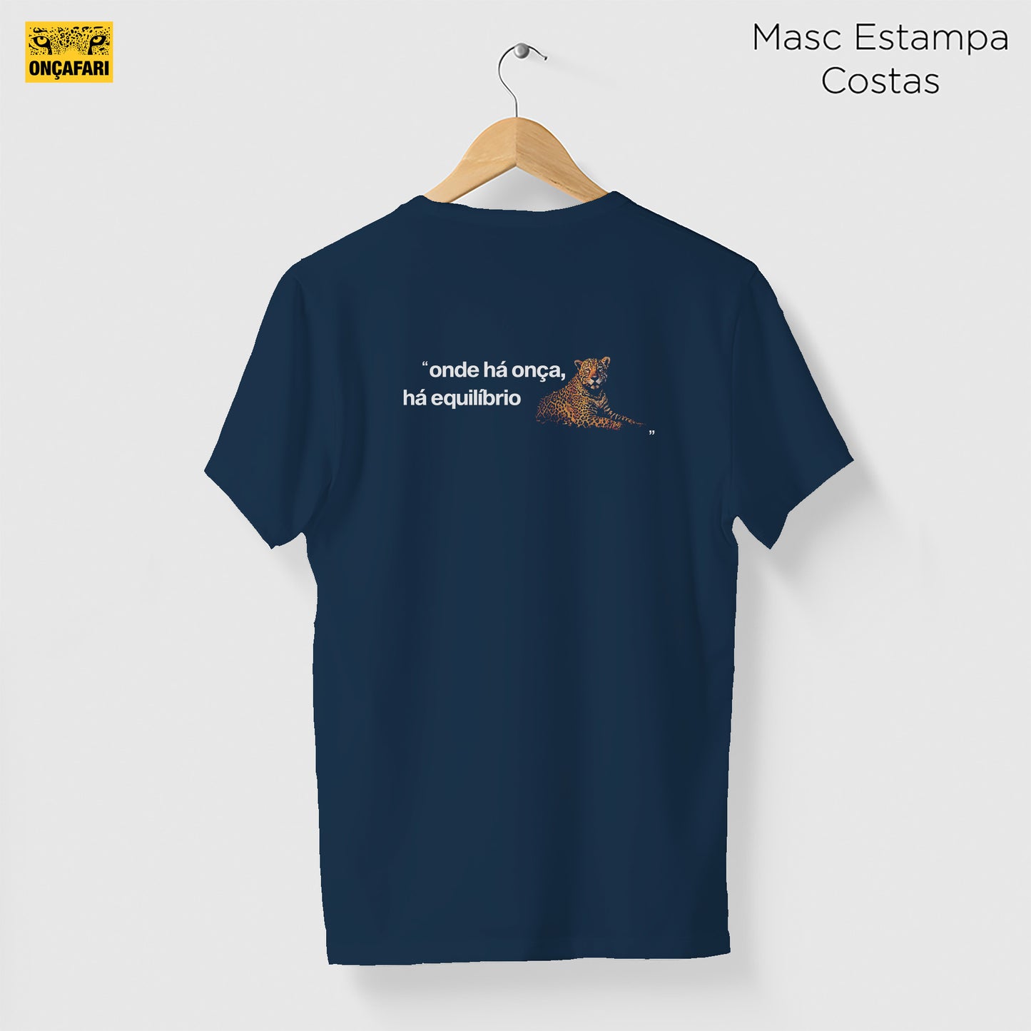 Camiseta Amazônia ONÇAFARI EQUILÍBRIO - AZUL ESCURO - cód 2076