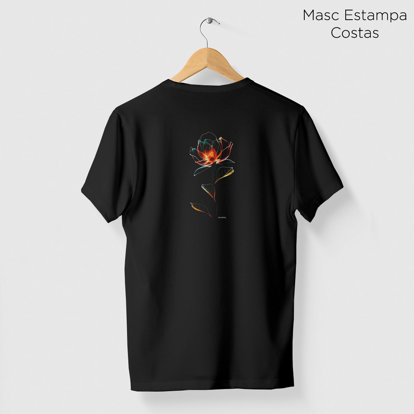 Camiseta Amazônia FLOR DE FOGO – PRETO - cód 2100