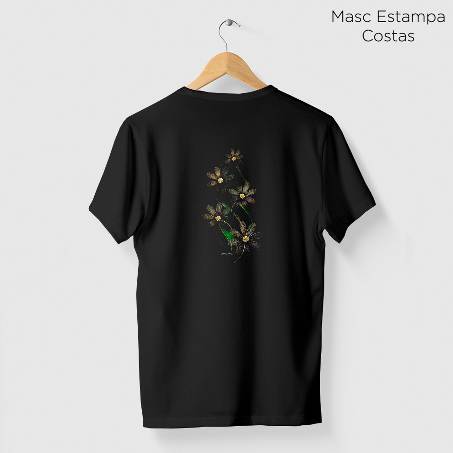 Camiseta Amazônia GOLDEN FLOWER - PRETO - cód 2125