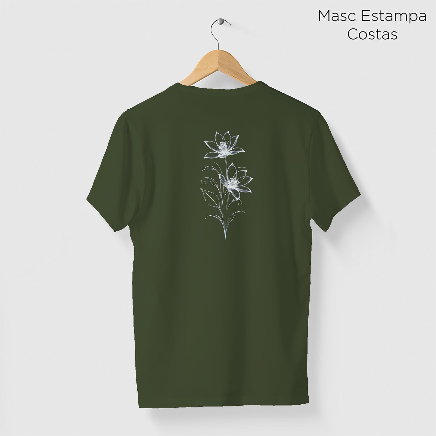 Camiseta Amazônia LINHAS FLOR - VERDE ESCURO - cód 2128