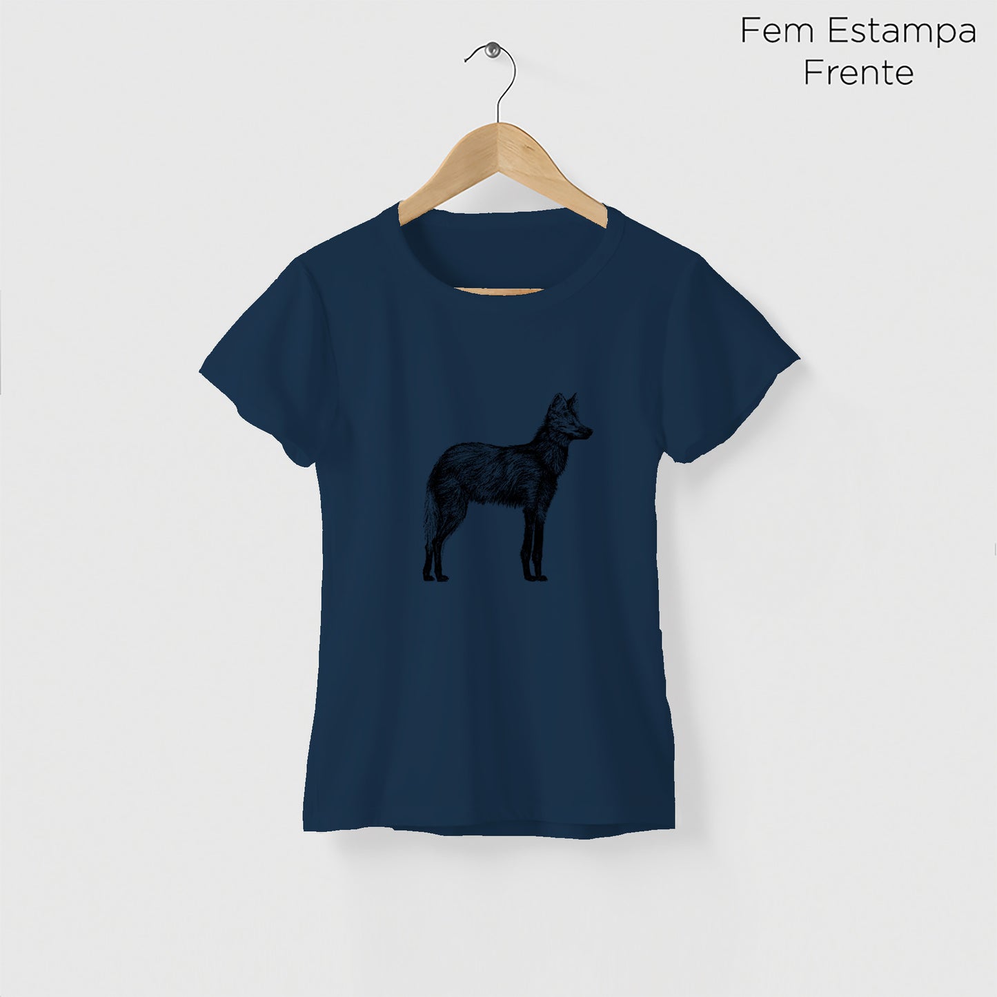 Camiseta Amazônia CHAPADA DOS VEADEIROS - LOBO GUARÁ - AZUL ESCURO - cód 10005