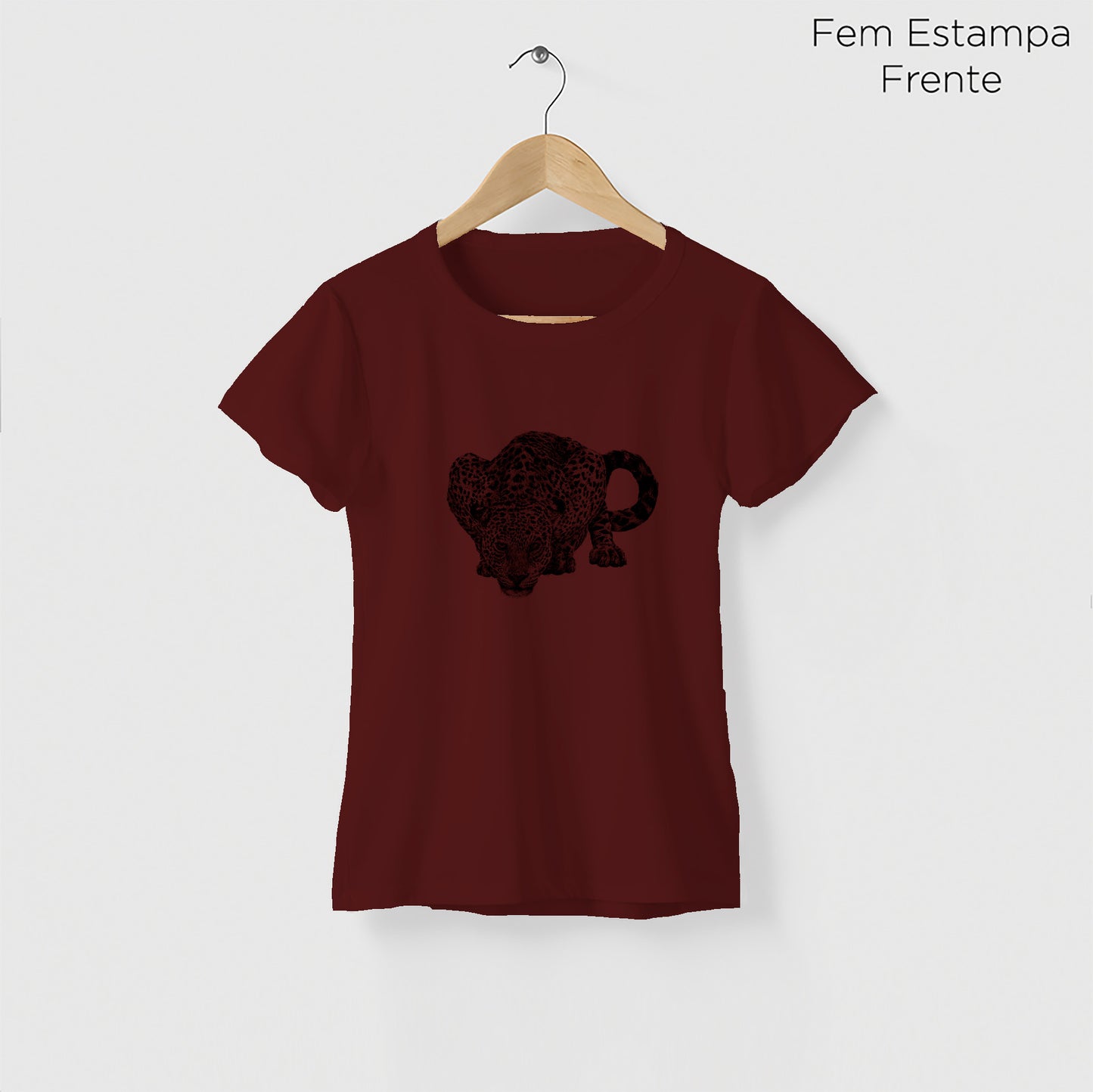 Camiseta Amazônia FOZ DO IGUAÇÚ - ONÇA PINTADA - VINHO - cód 10010