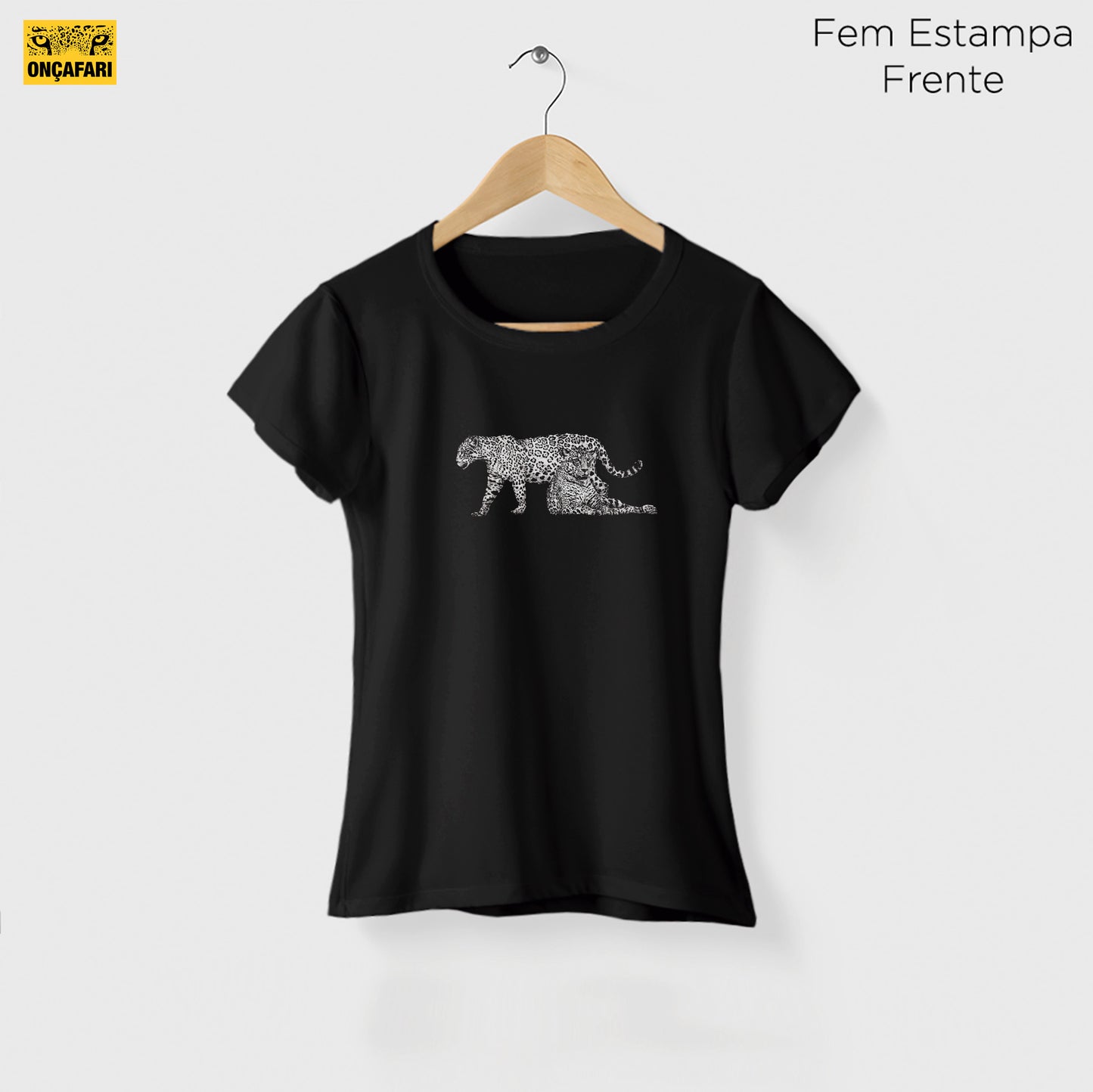 Camiseta Amazônia ONÇAFARI DUAS ONÇAS - PRETO - cód 2060